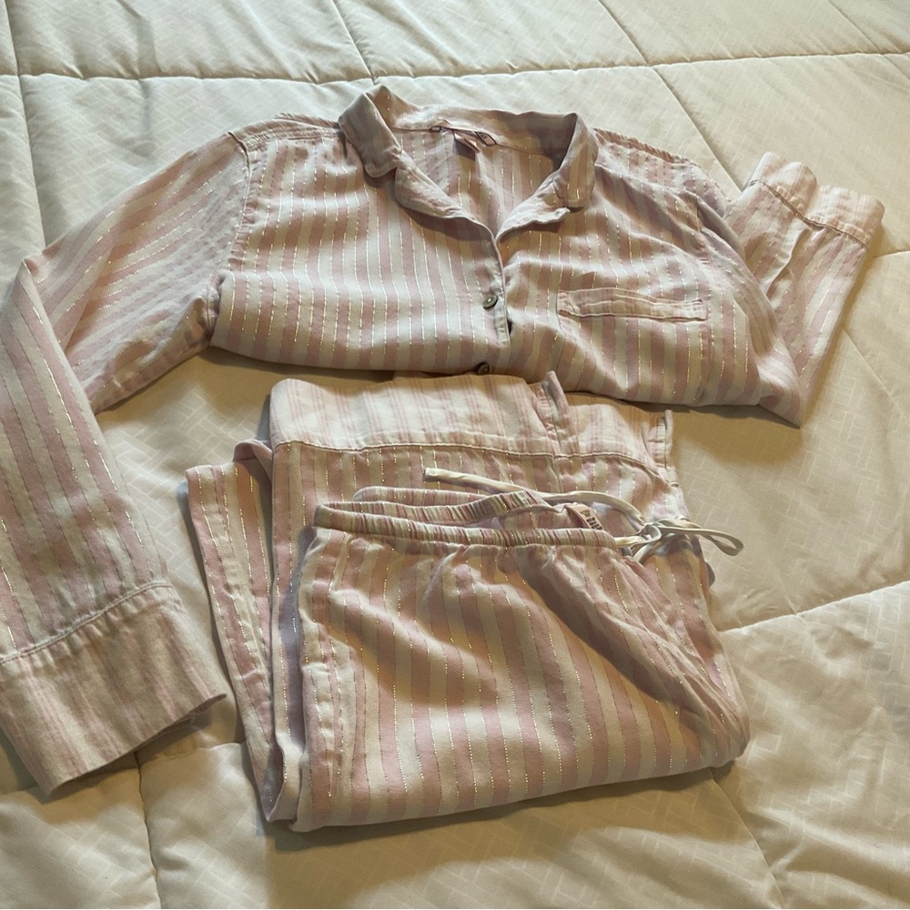 Victoria's Secret Pink and White Striped Pajama Set